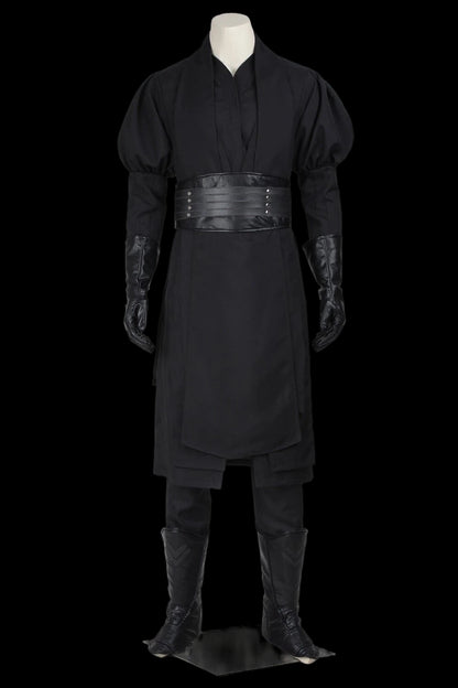 Premium tactical enforcer suit displayed on a mannequin, showcasing its sleek black design and tactical features.