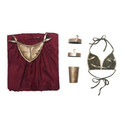 Sexy Princess Costume Leia Cosplay Halloween Costumes Dress Slave Bra Skirt for Adult Women