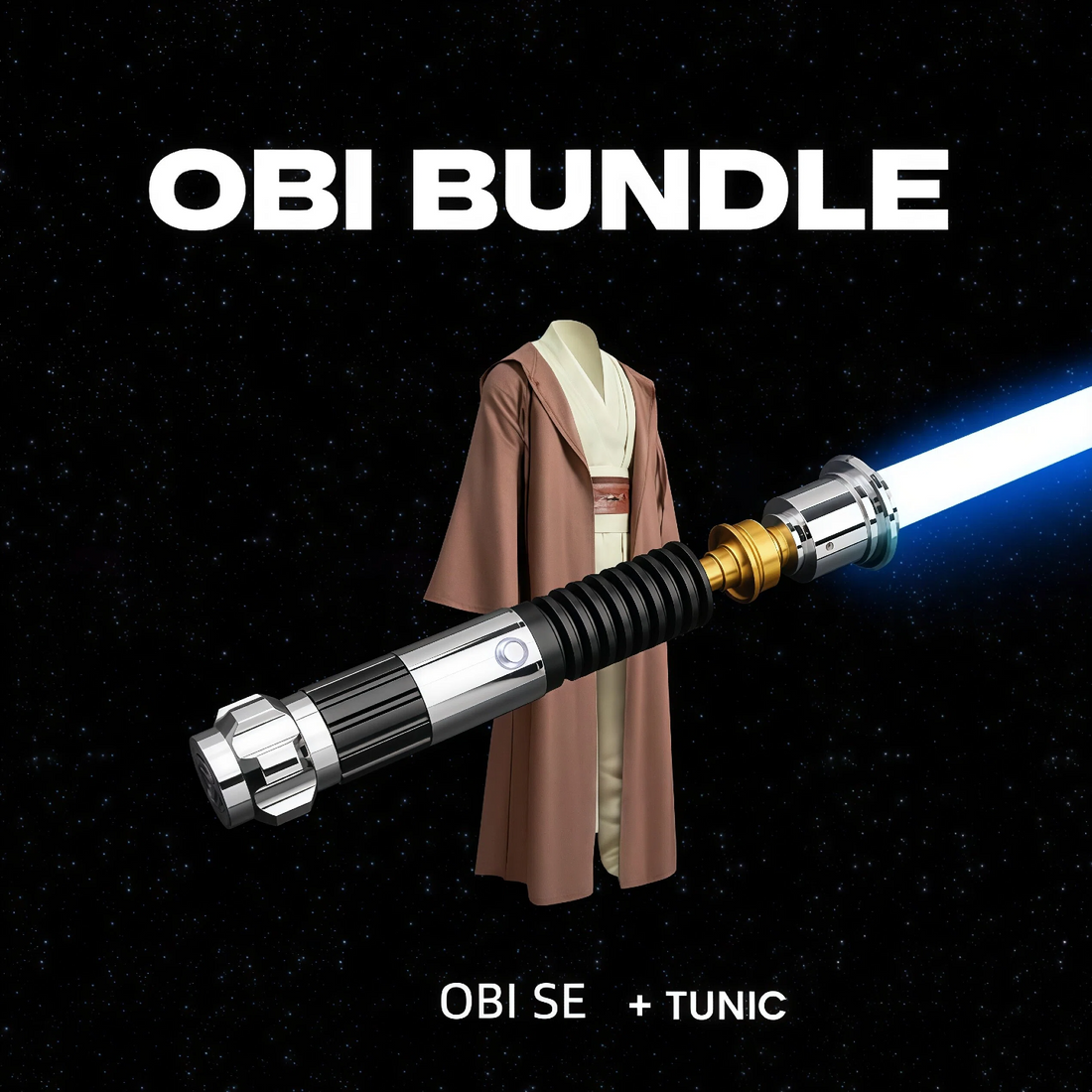 Obi SE lightsaber tunic bundle featuring high-performance lightsaber and authentic tunic.