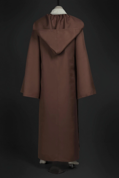 Back view of Obi-Wan Kenobi Jedi costume hooded robe from Star Wars Episode III Revenge of the Sith.