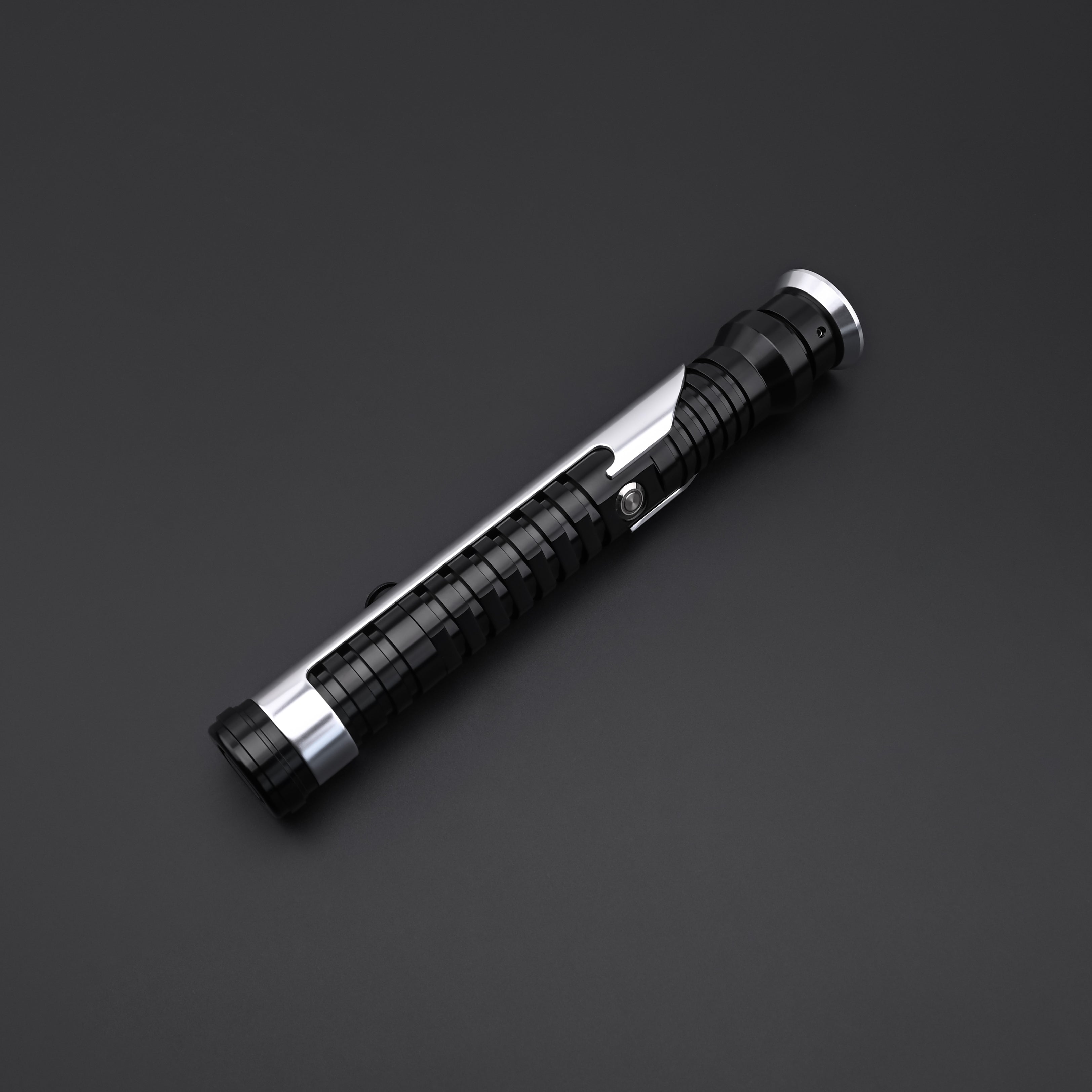 Overhead view of the Qui-Gon SE lightsaber hilt without blade