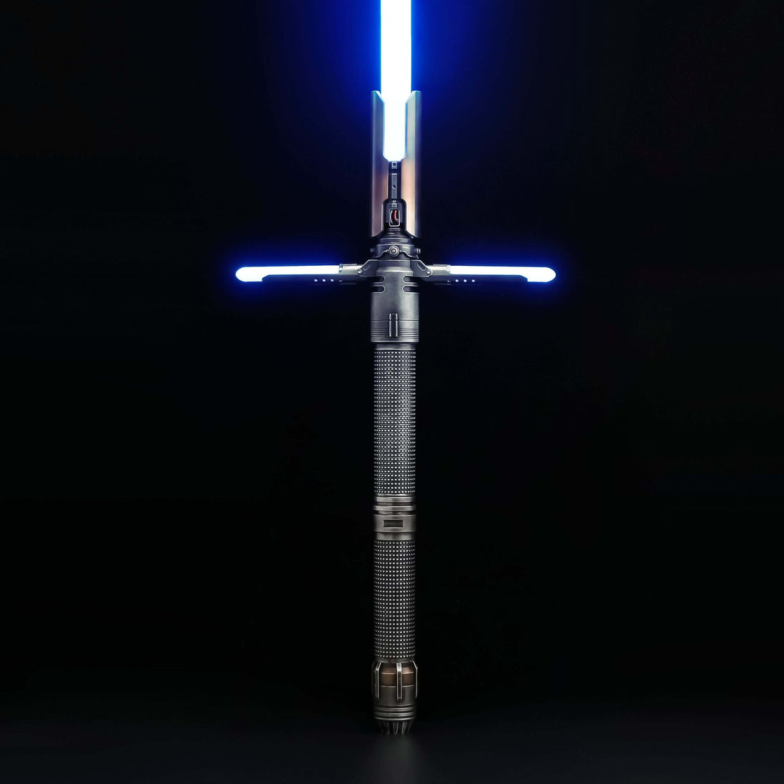 Survivor Crossguard Bundle featuring a tactical lightsaber with blue blades against a black background.
