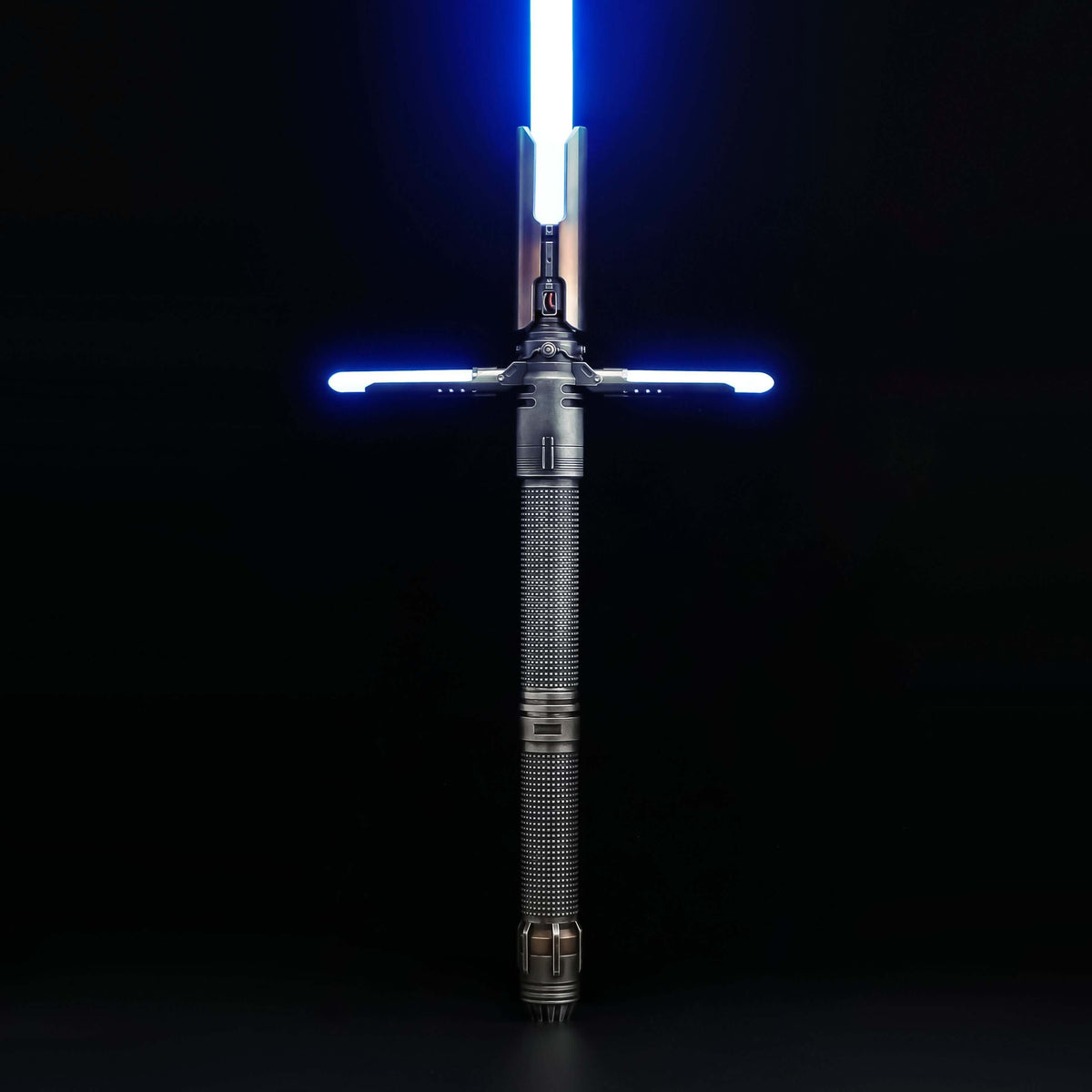 Survivor Crossguard Bundle featuring a tactical lightsaber with blue blades against a black background.