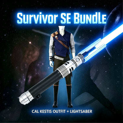 Survivor SE: tactical lightsaber and outfit bundle featuring Cal Kestis outfit and lightsaber.