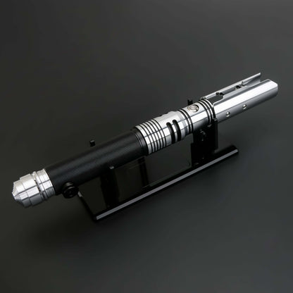 tactical lightsaber and outfit bundle showcasing a detailed lightsaber on display.
