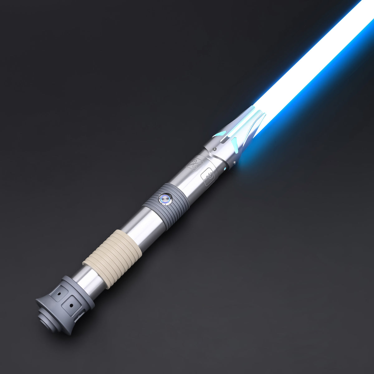 Iron Tempest Dual Lightsaber - Tactical View of the Hilt with Blue Blade