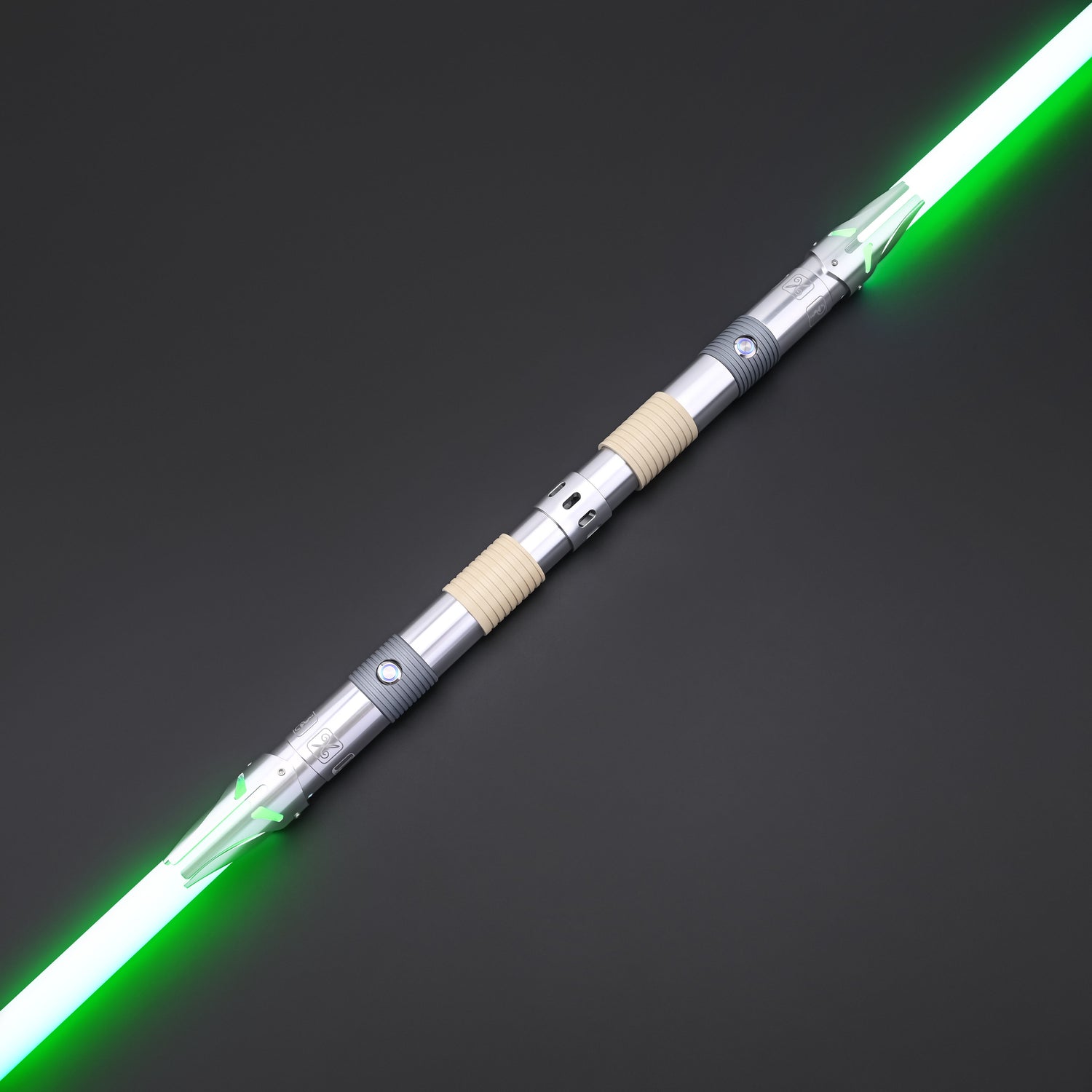 Iron Tempest Dual Lightsaber - Double-Bladed Staff Configured with Green Blade