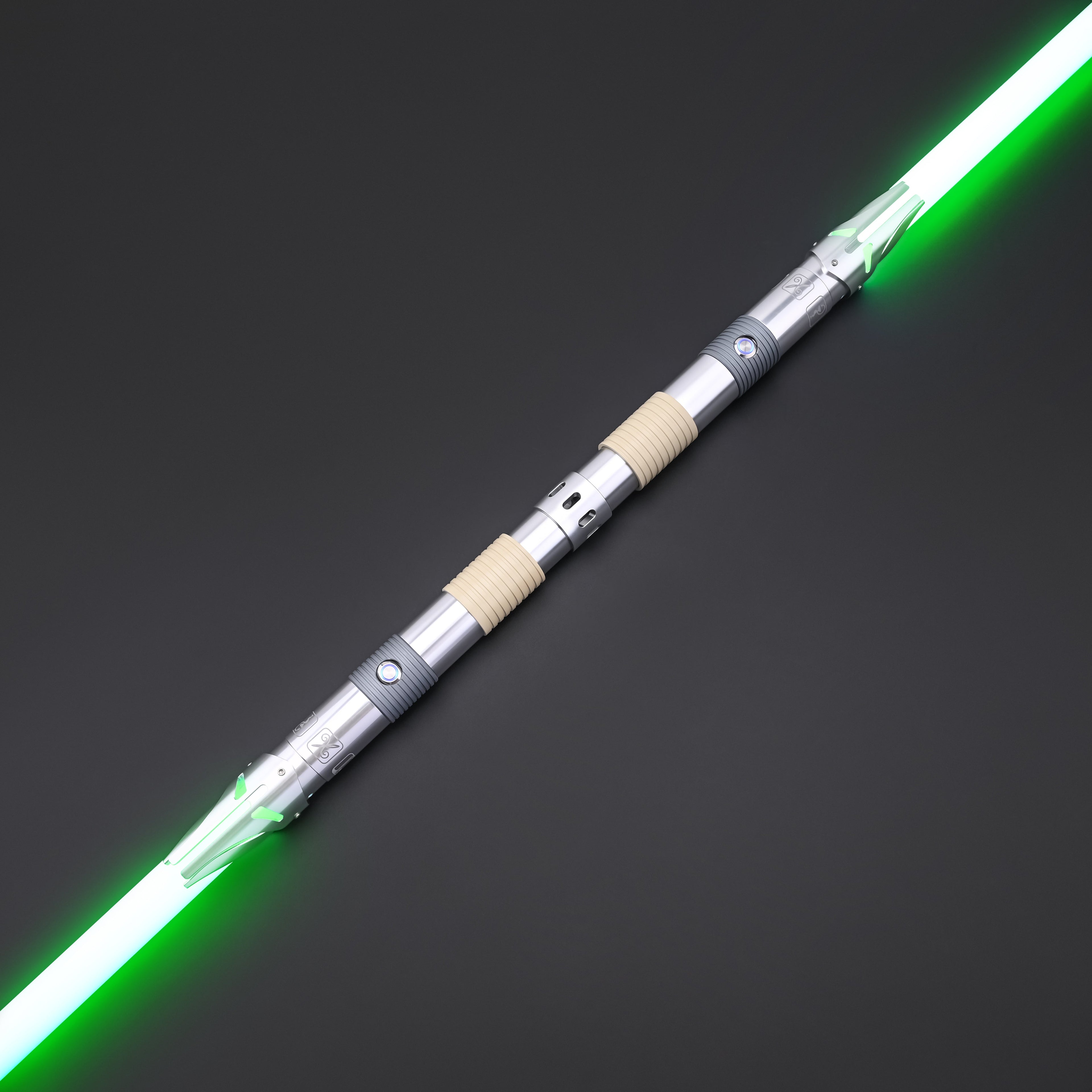 Iron Tempest Dual Lightsaber - Double-Bladed Staff Configured with Green Blade
