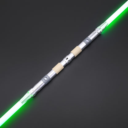 Iron Tempest Dual Lightsaber - Double-Bladed Staff Configured with Green Blade