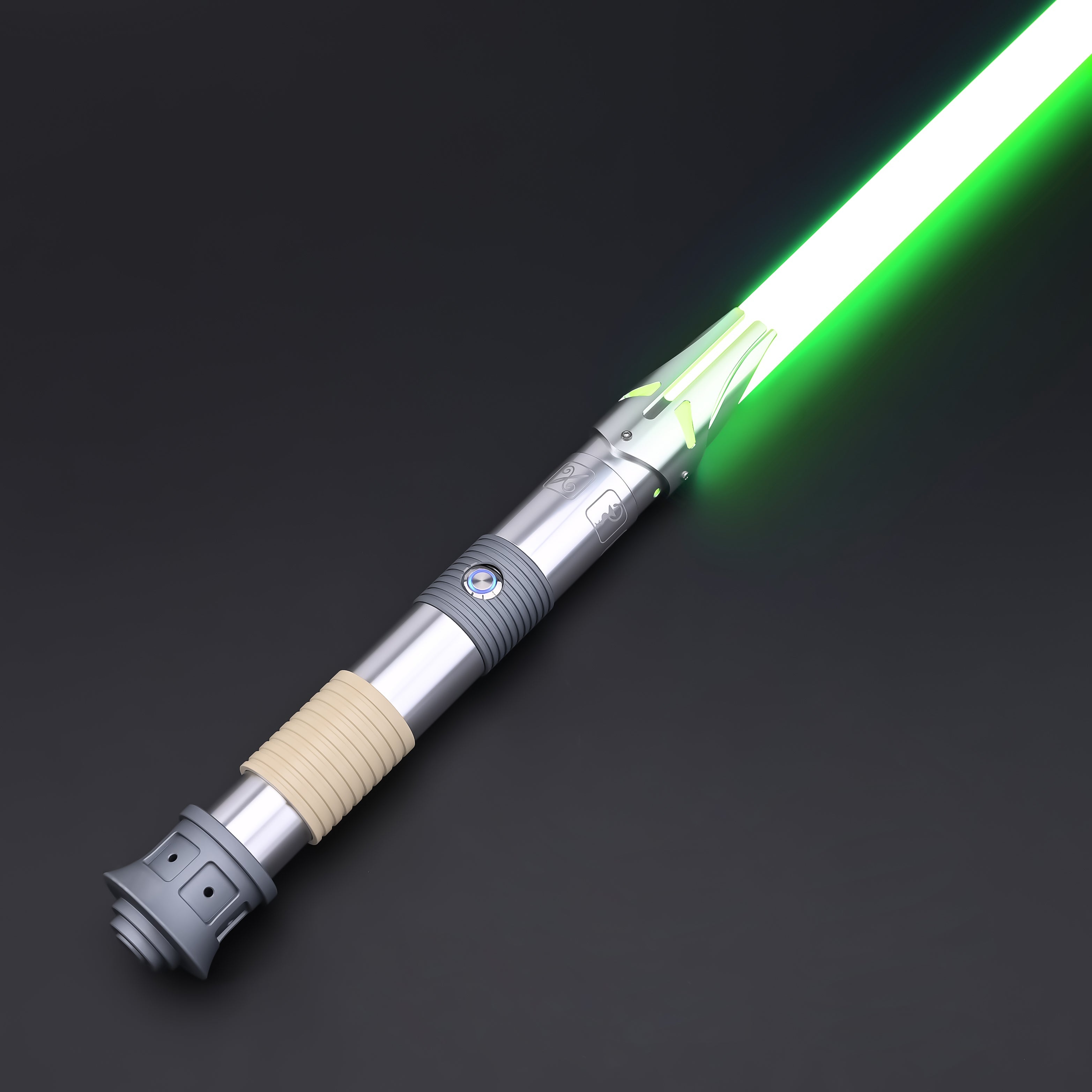 Iron Tempest Dual Lightsaber - Single Hilt Featuring a Vibrant Green Blade and Tactical Design