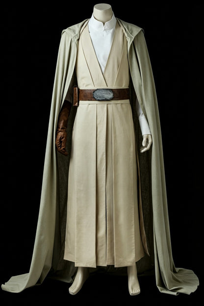 The Last Jedi Luke Skywalker cosplay costume featuring an authentic Ahch-To Jedi robe and tunic full set for adult.