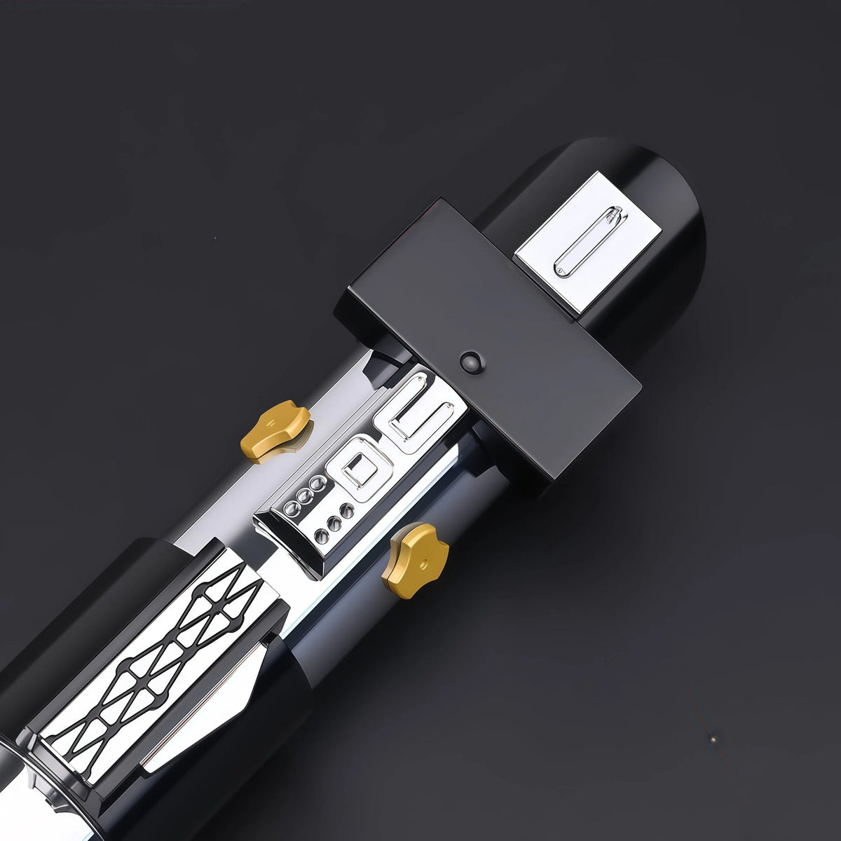 NovaSaber Vader EP3 lightsaber hilt, unlit and unassembled view