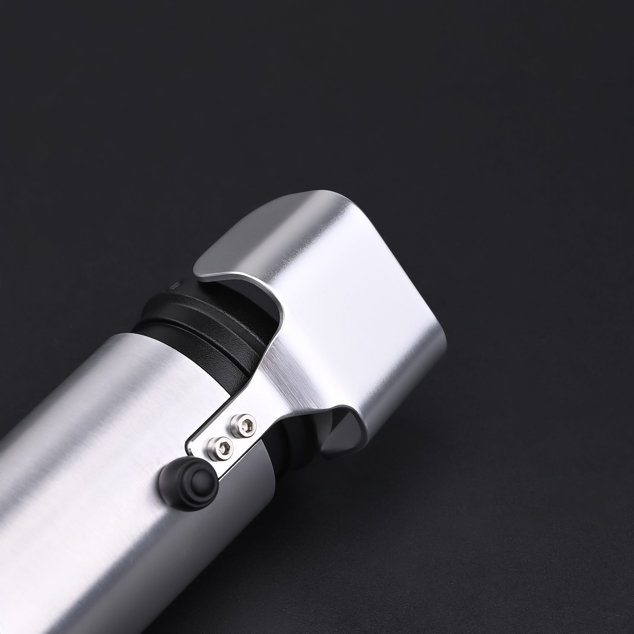 Close-up view of the hilt of the Yoda SE Lightsaber, showcasing its sleek design and precision components.
